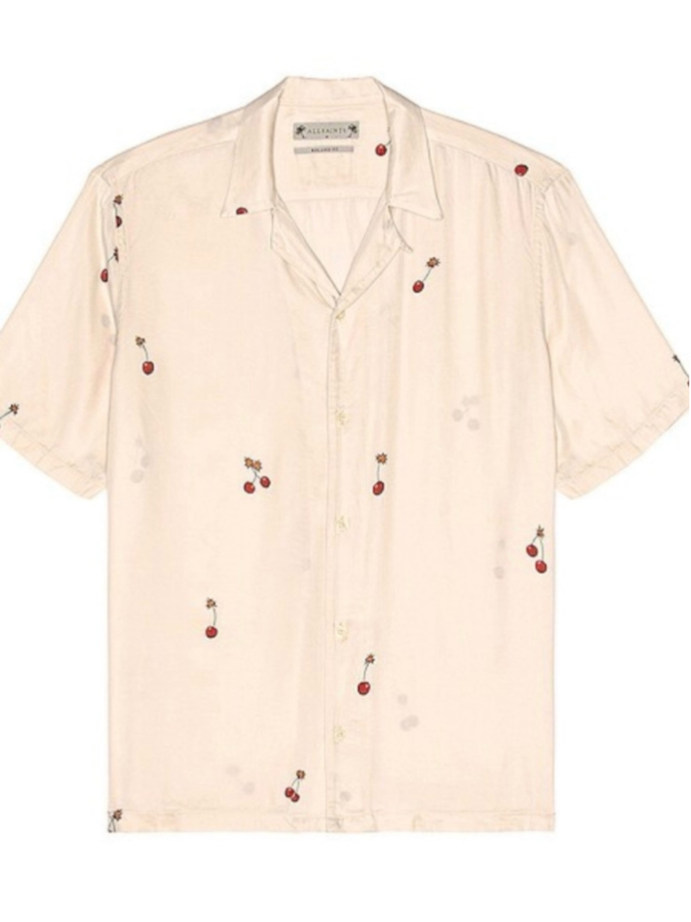 All Saints Cream Short-Sleeve Button-Down Shirt with Cherry bomb - Picture 2 of 10